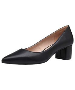 DREAM PAIRS Women’ s DPU212 Chunky Low Block Heels Closed Toe Dress Wedding Pumps Shoes Black pu Size 9.5