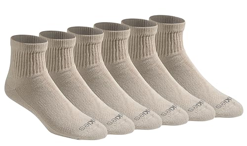 Dickies Men’s Dri-Tech Moisture Control Quarter Socks (6, 12, 18, Essential Worker Khaki (6 Pairs), Large