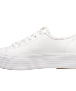 Keds Triple Up Leather, Sneaker Womens, White Leather, 8 Medium