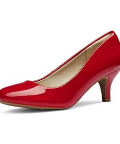 DREAM PAIRS Womens Bridal Wedding Low Heel Pump Shoes, Luvly-red-pat – 10 (Luvly)