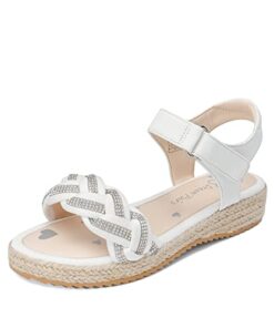 DREAM PAIRS Girls Sandals Espadrille Flatform Platform Wedge Open Toe Summer Shoes,Size 5 Big Kid,White,SDSD2303K