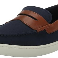 Cole Haan Men’s Nantucket Penny Txt Loafer, Navy Blazer Canvas/British Tan/Ivory, 11