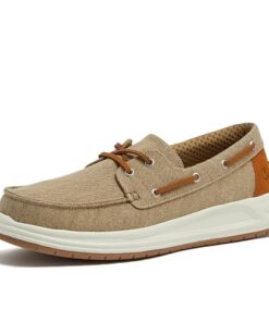 Lands’ End Canvas Boat Shoes Men, Deck Shoes Mens Boat Shoes Slip Ons – Navy Blue, Tan Brown or Grey Mens Casual Shoes – Desert Tan, 9 Medium