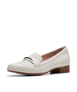 Clarks Women’s Juliet Aster Loafer, Off White Leather, 12