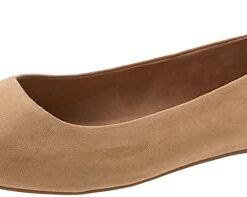 Amazon Essentials Women’s Pointed-Toe Ballet Flat, Beige Microsuede, 13