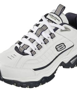 Skechers Men’s Energy Afterburn Lace-Up Sneaker, White/Navy, 13 Wide