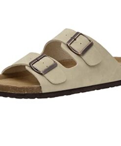 CUSHIONAIRE Men’s Lane Cork footbed Sandal with +Comfort, Stone Nubuck 11