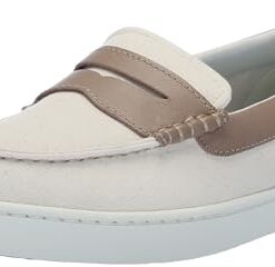 Cole Haan Men’s Nantucket Penny Txt Loafer, Natural Canvas/Dk Latte/Ivory, 11