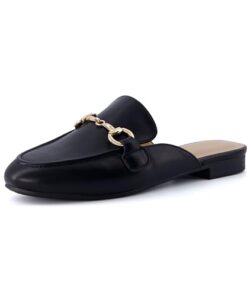 CUSHIONAIRE Women’s Yoga Slip On Mule +Memory Foam, Wide Widths Available, Black Smooth 9 W