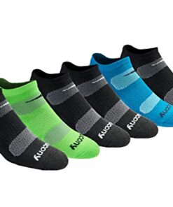 Saucony Men’s Multi-Pack Mesh Ventilating Comfort Fit Performance No-Show Socks, Black Fashion (6 Pairs), Large