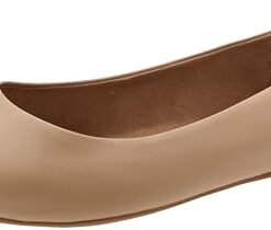 Amazon Essentials Women’s Pointed-Toe Ballet Flat, Beige Faux Leather, 7