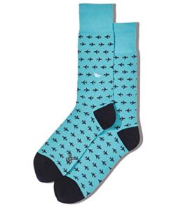 HOTSOX Men’s Paper Airplane Crew Socks 1 Pair Pack, Teal, Men’s Shoe Size: 6-12