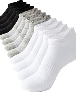 Irisbear Ankle Socks for Women Running Athletic Low Cut Tab Socks Sports No Show Socks 6-Pairs White/Black/Gray