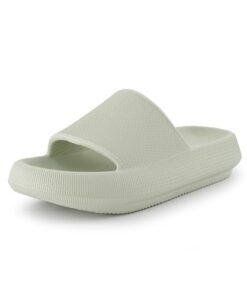 CUSHIONAIRE Women’s Feather Cloud Recovery Slide Sandals with +Comfort, Aloe 9