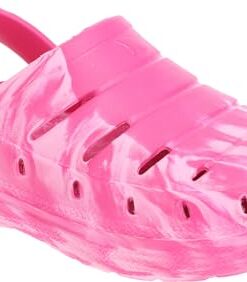 RUGGED SHARK Molded Clog for Girls, Lightweight EVA Clog with Swivel Ankle Strap, Pink/White, Youth 2