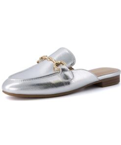 CUSHIONAIRE Women’s Yoga Slip On Mule +Memory Foam, Wide Widths Available, Silver Metallic 11 W