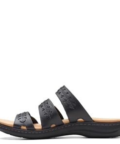 Clarks Collection Women’s Laurieann Cove flats-sandals, Black Leather, 12 Wide US