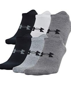 Under Armour Adult Essential Lite No Show Socks, 6-Pairs , Gray Assorted , Medium