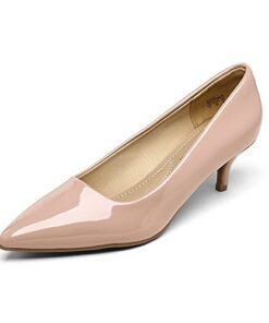 DREAM PAIRS Womens Low Heel D’Orsay Pointed Toe Pump Shoes, Pink/Pat – 8 (Moda)