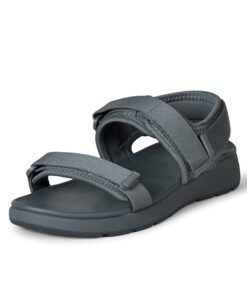 Amazon Essentials Men’s Adjustable Triple Strap Sandal, Grey, 13