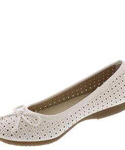 CLIFFS BY WHITE MOUNTAIN Cheryl Women’s Ballet Flat, White/Burnished/Smooth, 8 M