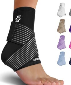 Sleeve Stars Ankle Brace for Sprained Ankle, Plantar Fasciitis Relief Achilles Tendonitis Brace, Ankle Support for Women & Men with Strap, Heel Protector Wrap for Pain & Compression (Single/Black)