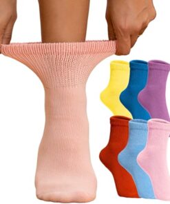 Special Essentials 6 Pairs Women’s Non-Binding Diabetic & Circulator Ankle Socks – Comfortably Soft, Moisture-Wicking Cotton, Assorted – Multicolor