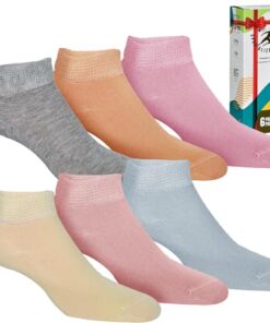 Thin Diabetic Socks for Women – Neuropathy, Non-Binding, Seamless Cotton Socks for Comfort, Style, and Health – 6 Pairs Low Cut, Size 5-9, Light Colors