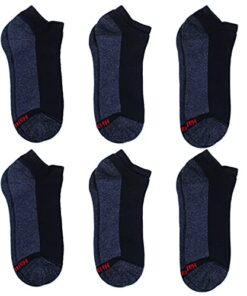 Hanes mens Socks, 6-pair Pack Max Cushion Low Cut, Black/Grey Foot Bottom, 6 12 US