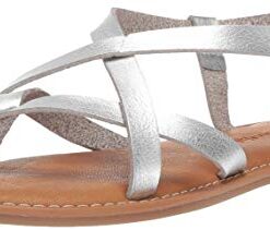 Amazon Essentials Women’s Casual Strappy Sandal, Silver, 12