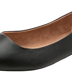 Amazon Essentials Women’s Pointed-Toe Ballet Flat, Black Faux Leather, 12 Wide