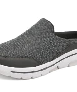 C CELANDA Slip On Mules & Clogs for Womens Mens Light Open Back Shoes Comfort Walking Shoes Breathable Slippers Closed Toe Slides A Dark Grey Size: 14 Women/13 Men