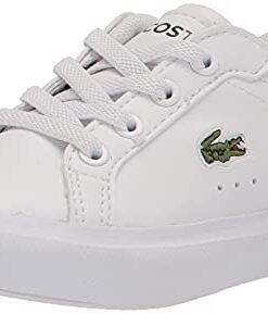 Lacoste unisex child Kid’s Powercourt Sneaker, Wht/Wht, 7 Toddler US