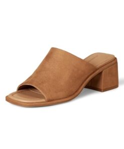 Amazon Essentials Women’s Block Heel Mule, Tan Faux Microsuede, 12