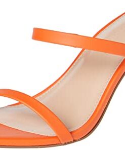 The Drop Women’s Avery Square Toe Two Strap High Heeled Sandal, Fire Orange, 7.5