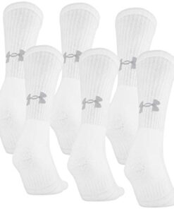 Under Armour Adult Training Cotton Crew Socks, Multipairs , White (6-Pairs) , Medium