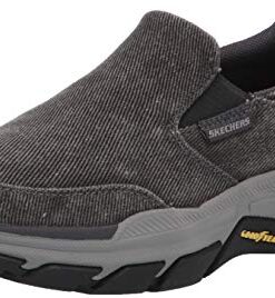 Skechers Men’s Respected-Fallston Canvas Slip On, Charcoal, 13 X-Wide