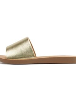 Soda Shoes Efron-S Women Flip Flops Basic Plain Slippers Slip On Sandals Slides Casual Peep Toe Beach (Gold, us_footwear_size_system, adult, women, numeric, medium, 8)