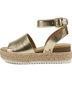 Soda Topic Women’s Open Toe Ankle Strap Espadrille (Gold, us_Footwear_Size_System, Adult, Women, Numeric, Medium, Numeric_8_Point_5)