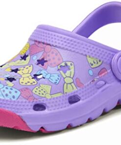 ChayChax Kid’s Garden Clogs Cute Slides Sandals Toddlers Beach Pool Shower Shoes with Non-Slip Sole, 1-1.5 Little Kid, Purple