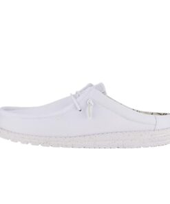 Hey Dude Men’s Wally Slip Stretch Canvas White/White Size 11 | Men’s Shoes | Men Slip-on Loafers | Comfortable & Light-Weight