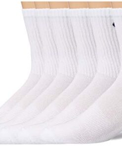 Champion mens Double Dry Moisture Wicking Logo 6 Or 12 Pack Crew Casual Sock, White Ankle C (6 Pack), US