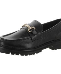 Steve Madden Women’s Mistor Loafer, Black Leather, 9.5