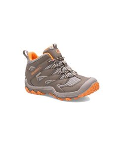 Merrell unisex child Chameleon 7 Mid Alternative Closure Waterproof Hiking Boot, Gunsmoke/Ora, 4.5 Big Kid US