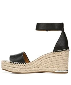 Franco Sarto Womens Clemens Jute Wrapped Espadrille Wedge Sandals Black Leather 8M