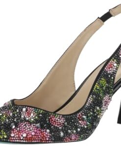 Betsey Johnson Women’s Clark Pump, Black/Pink Floral, 7.5