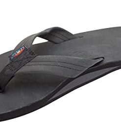 Rainbow Sandals Men’s Premier Leather Single Layer Wide Strap with Arch, Premier Black, Men’s X-Large / 11-12 D(M) US