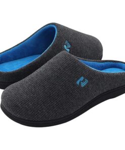 RockDove Men’s Original Two-Tone Memory Foam Slipper, Size 10.5 US Men, Dark Grey/Blue