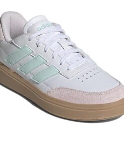 adidas Courtblock Sneaker, White/Halo Mint/Almost Pink, 4 US Unisex Big Kid