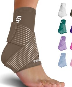 Sleeve Stars Ankle Support for Ligament Damage & Sprained Ankle, Plantar Fasciitis Support & Achilles Tendonitis Pain Relief, Ankle Brace for Women & Men (Single/Mocha Brown)